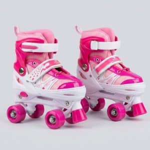 Patins Classic Roller Com Kit de Proteção 30-34- Rosa
