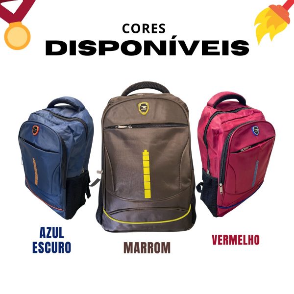 Mochila Bolsa Simples Escola/trabalho Resistente Versátil - MARROM - Imagem 6