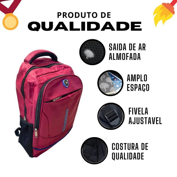 Mochila Bolsa Simples Escola/trabalho Resistente Versátil - MARROM - Imagem 4
