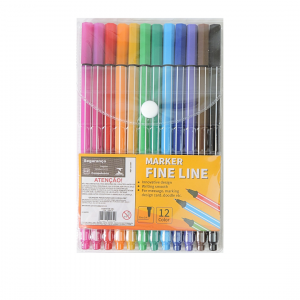 Kit 12 Canetas Cores Fine Line Ponta Fina 0.4mm 1ª Linha Coloridas