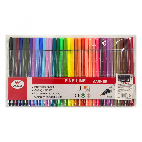 Kit 36 Canetas Cores Fine Line Ponta Fina 0.4mm 1ª Linha Coloridas