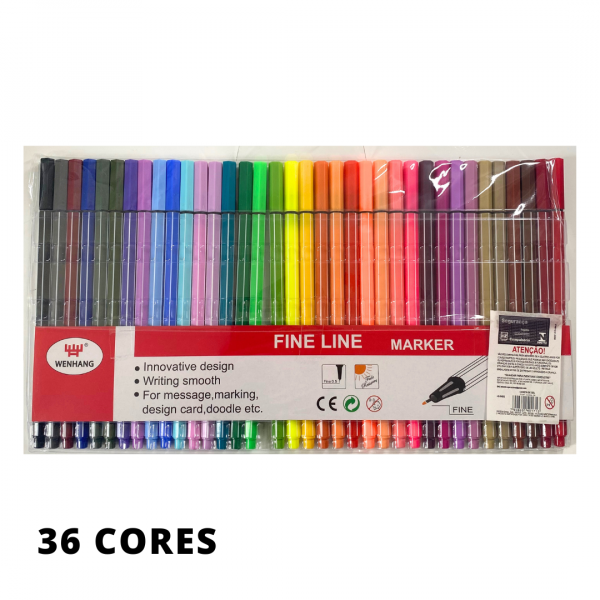 Kit 36 Canetas Cores Fine Line Ponta Fina 0.4mm 1ª Linha Coloridas - Imagem 2