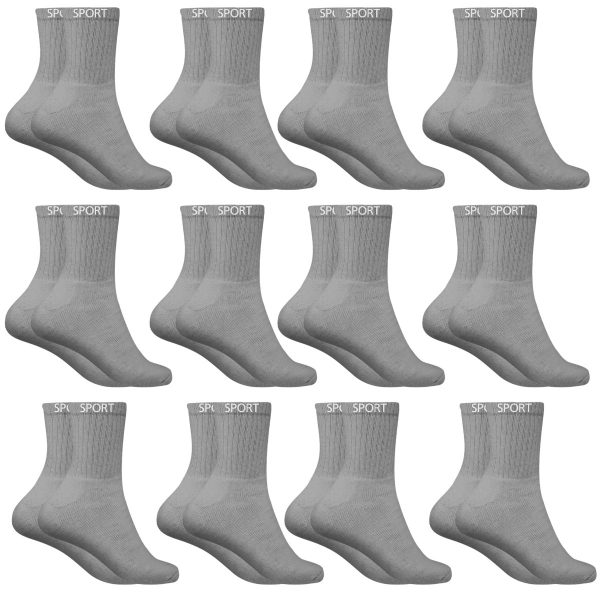 Kit 12 Pares Meias Cano Alto Grossa Unissex Cinza - Imagem 2