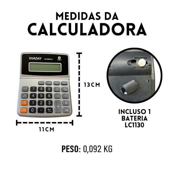 Calculadora X Cell 8 Dígitos Bateria Interna Xc Ca 800a Cor Cinza - Imagem 3
