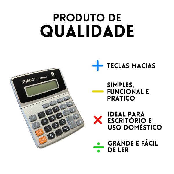Calculadora X Cell 8 Dígitos Bateria Interna Xc Ca 800a Cor Cinza - Imagem 5