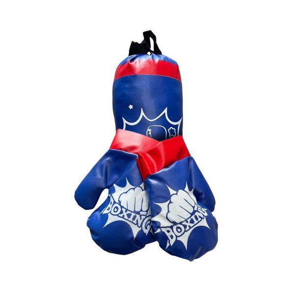 Saco De Pancada Boxe Infantil Crianças + Luva Boxe Brinquedo Azul