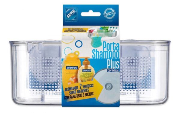 Porta Shampoo Banheiro De Parede Plus Com Ventosas - Imagem 2
