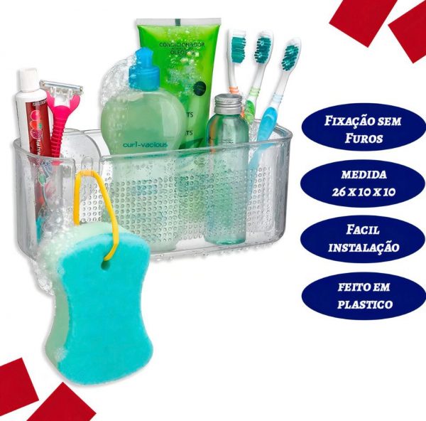 Porta Shampoo Banheiro De Parede Plus Com Ventosas - Imagem 3