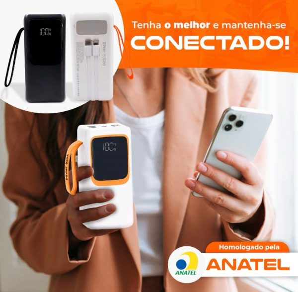 Carregador Portátil Universal Power Bank 50.000mah Anatel Preto - Imagem 3