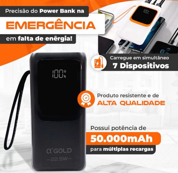 Carregador Portátil Universal Power Bank 50.000mah Anatel Preto - Imagem 4