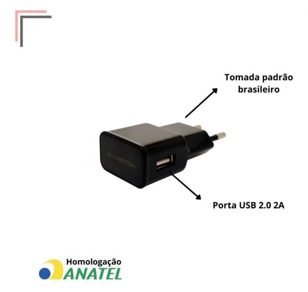Carregador Plug Usb Tomada 2.1a Fonte Carga Rápida Celular Cor Preto - Imagem 5