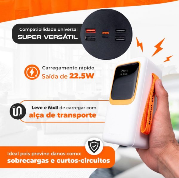 Carregador Portátil Universal Power Bank 50.000mah Anatel Preto - Imagem 6