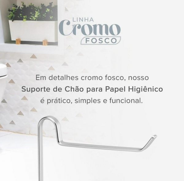 Suporte Papel Higiênico Chão Prata Fosco Luxo Piatina - Imagem 7