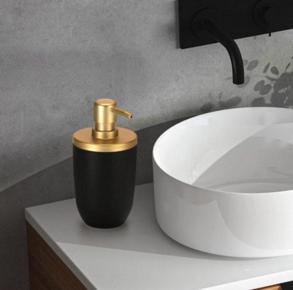 Porta Sabonete Líquido Dispenser Detergente 500ml Preto Cor Dourado/Preto - Imagem 2