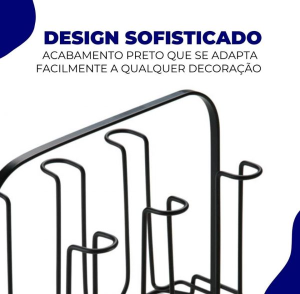 Porta Copos Escorredor Suporte Copos P/ 6 Copos Cozinha Mesa Cor Preto - Imagem 7