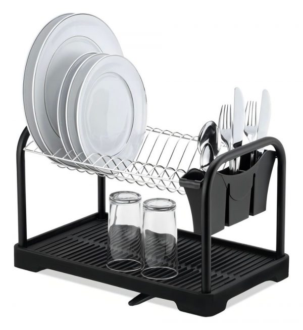 Escorredor De Louça Cromado Black Para Copos Pratos Arthi Cor Preto