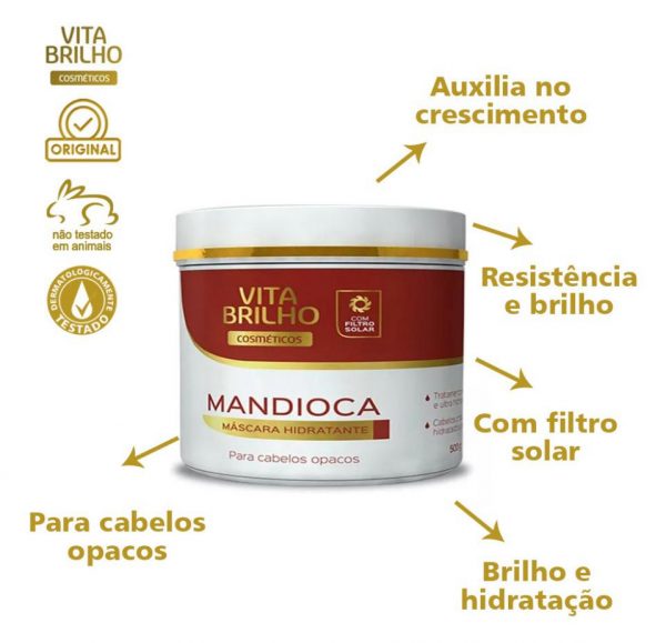 Máscara Hidratante De Mandioca 500g Vita Brilho - Imagem 4