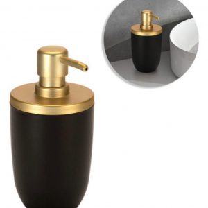 Porta Sabonete Líquido Dispenser Detergente 500ml Preto Cor Dourado/Preto
