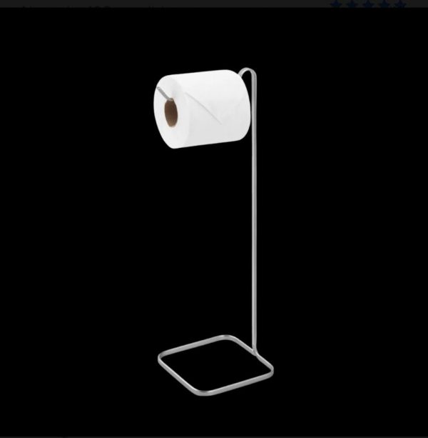 Suporte Papel Higiênico Chão Prata Fosco Luxo Piatina - Imagem 3