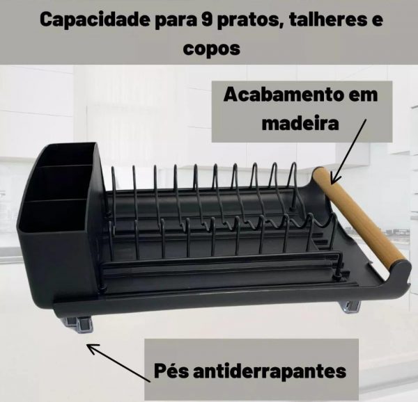 Arthi Escorredor De Louça E Talheres Cor Preto - Imagem 7