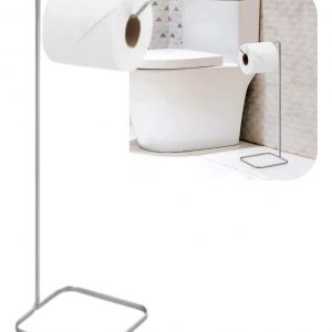 Suporte Papel Higiênico Chão Prata Fosco Luxo Piatina