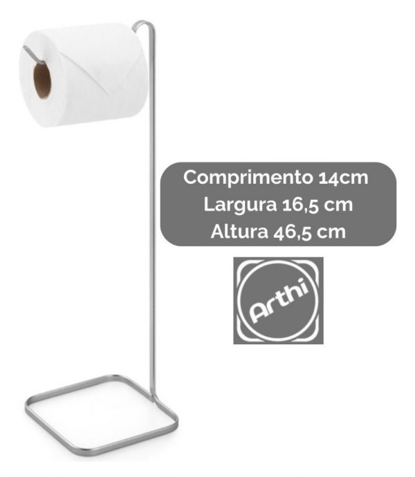 Suporte Papel Higiênico Chão Prata Fosco Luxo Piatina - Imagem 6
