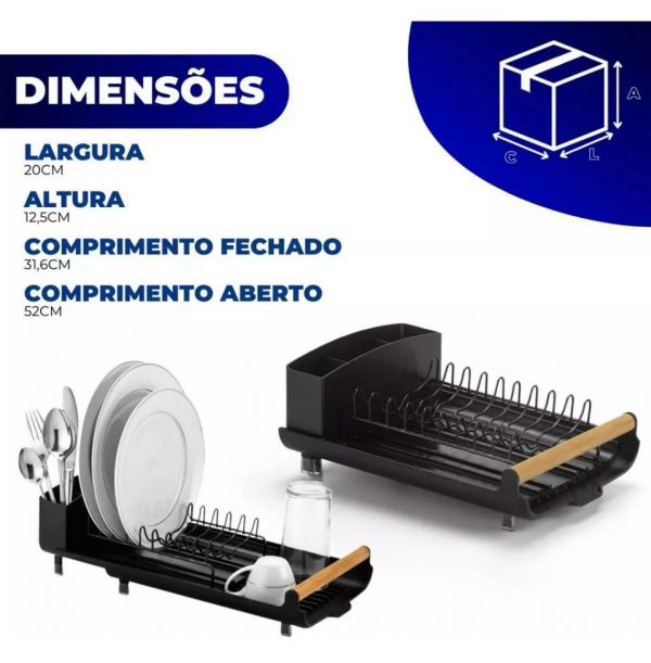 Arthi Escorredor De Louça E Talheres Cor Preto - Imagem 2