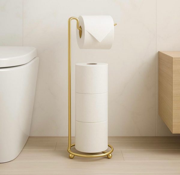 Suporte Triplo Para Papel Higiênico Dourado Fosco Arthi - Imagem 4