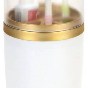 Porta Escovas Tampa Creme Pasta De Dente Branco Com Dourado Arthi