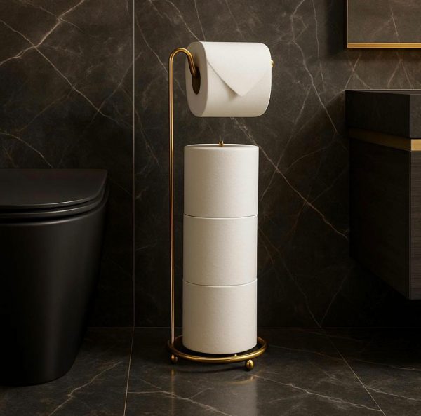 Suporte Triplo Para Papel Higiênico Dourado Fosco Arthi - Imagem 2