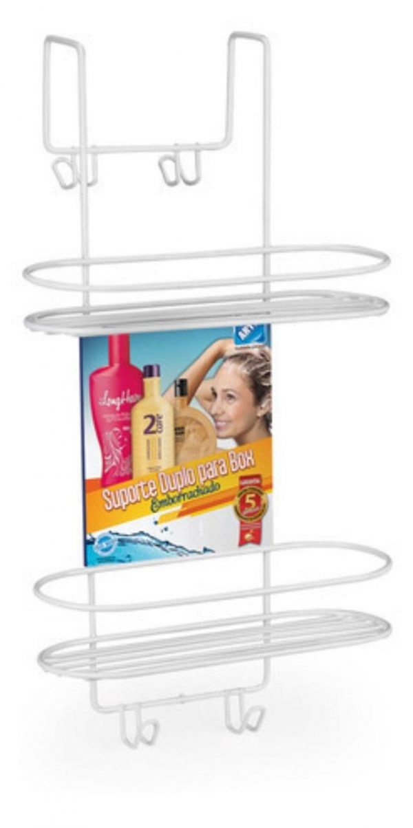 Suporte Duplo Box Emborrachado Porta Shampoo Branco Arthi - Imagem 4