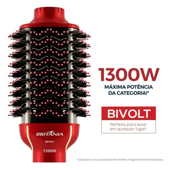 Escova Secadora Alisadora Modeladora Britânia 1300w Bilvolt - Imagem 5