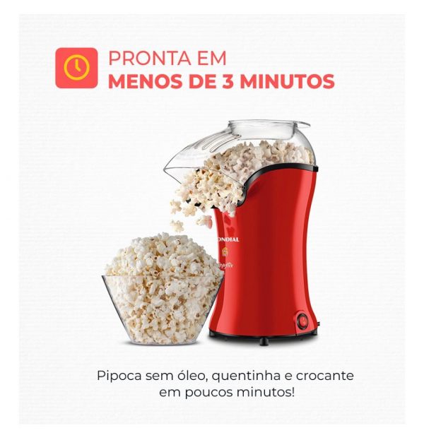 Pipoqueira Popflix PP-03 1200W Vermelha Mondial - Imagem 6