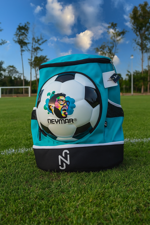 Mochila Estampada Estrela Do Futebol Neymar Jr Com jogo Azul e Preta - Imagem 3