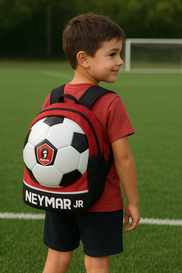 Mochila Estampada Estrela Do Futebol Neymar Jr Com jogo Vermelha e Preta - Imagem 7
