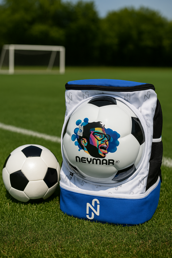 Mochila Estampada Estrela Do Futebol Neymar Jr Com jogo  Azul e branca - Imagem 3