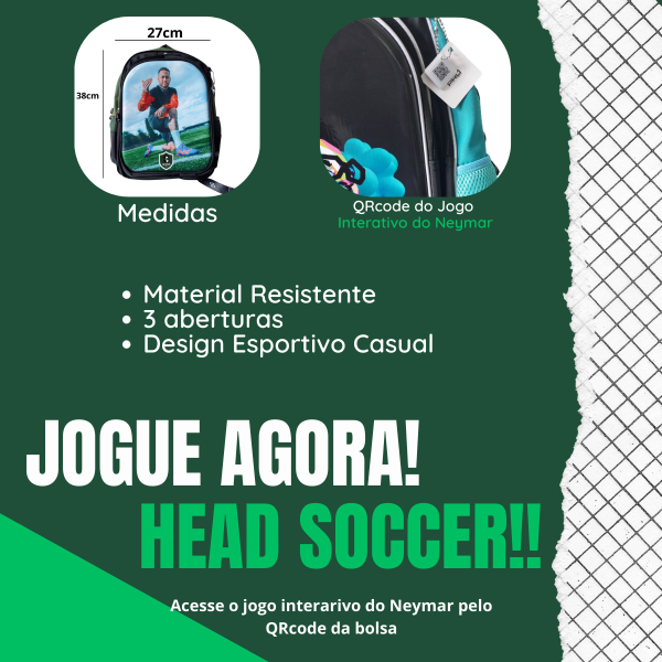Mochila Estampada Estrela Do Futebol Neymar Jr Vermelha - Imagem 2