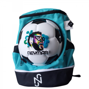 Mochila Estampada Estrela Do Futebol Neymar Jr Com jogo Azul e Preta