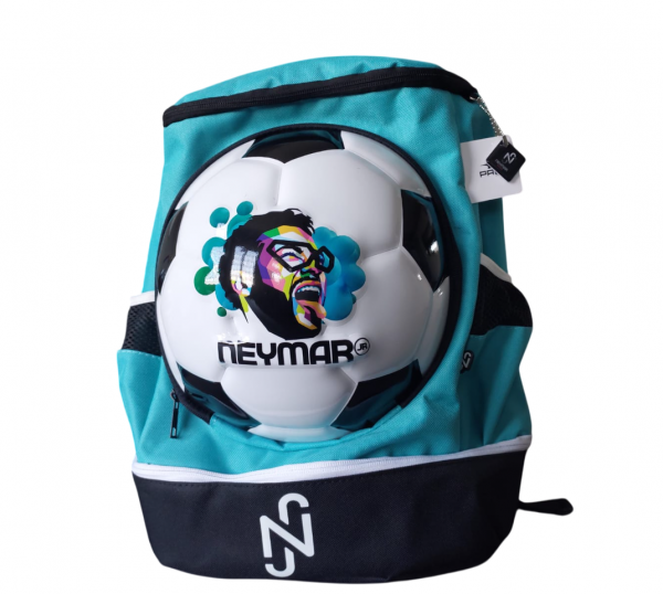 Mochila Estampada Estrela Do Futebol Neymar Jr Com jogo Azul e Preta