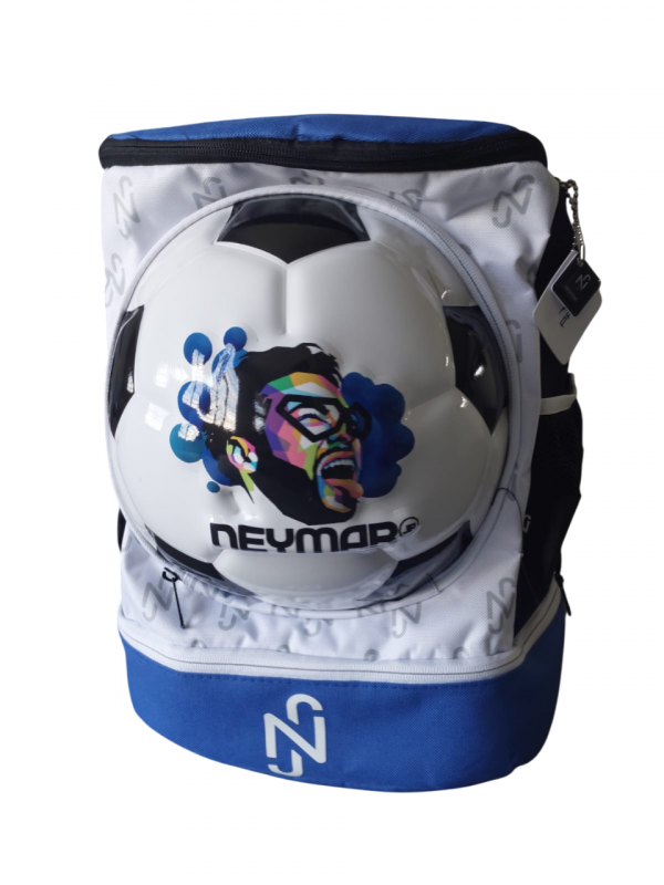 Mochila Estampada Estrela Do Futebol Neymar Jr Com jogo  Azul e branca