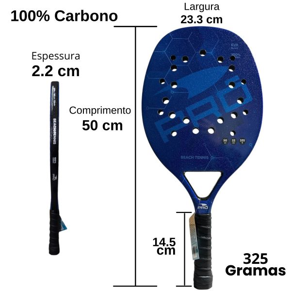 Raquete Beach Tennis Profissional 100% Carbono Leve Resistente 325g - Imagem 9