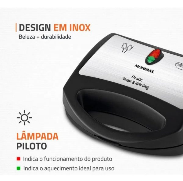 Mondial crepeira CP-01 crepe e hot dog cor preto e inox - Imagem 7