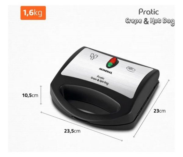 Mondial crepeira CP-01 crepe e hot dog cor preto e inox - Imagem 8