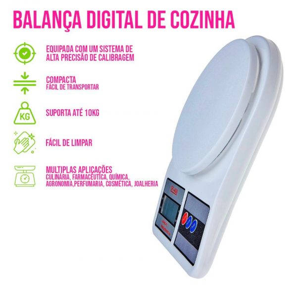 Para Balança Cozinha Digital Balança Digital Pesa Até 10kg - Imagem 2