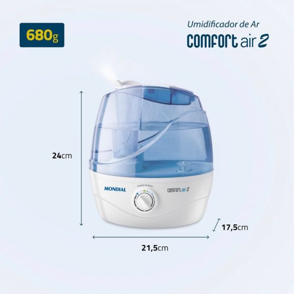 Umidificador De Ar Ultrassônico Mondial Comfort Air 2 Nua-02 Cor Branco e Azul BIVOLT - Imagem 7