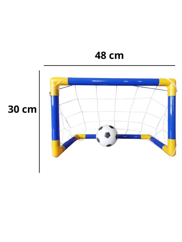 kit mini golzinho + bola + bomba para meninos infantil futebol Pais & Filhos cor azul - Imagem 4