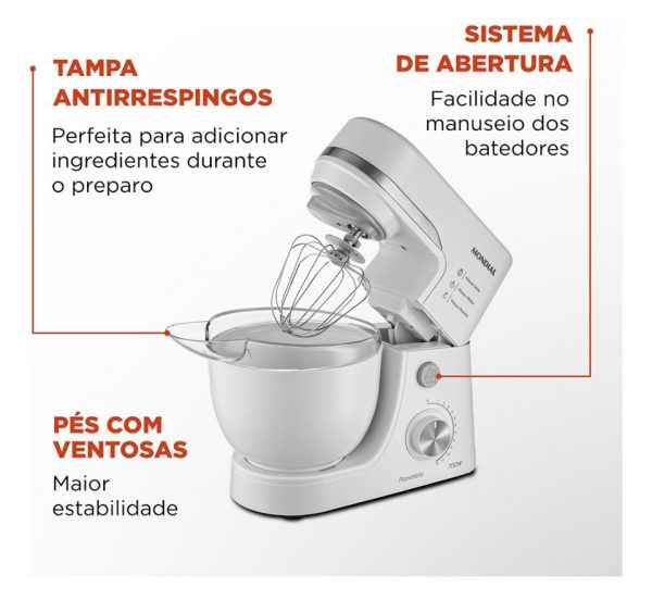 Batedeira Planetária 700w BP-03-W Branca Mondial Cor Branco Frequência 60 110v - Imagem 4