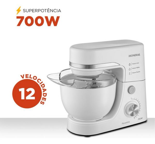 Batedeira Planetária 700w BP-03-W Branca Mondial Cor Branco Frequência 60 110v - Imagem 5