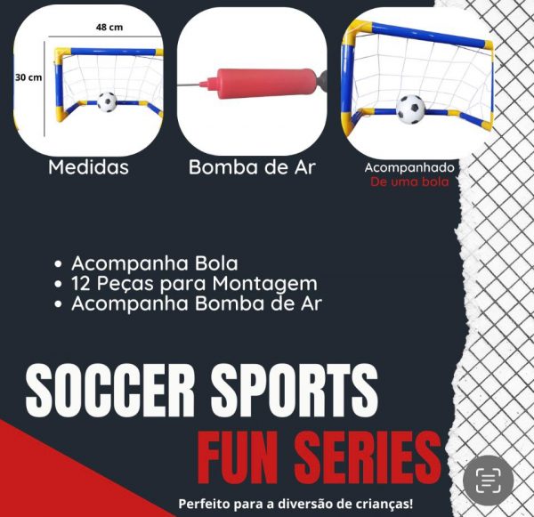 kit mini golzinho + bola + bomba para meninos infantil futebol Pais & Filhos cor azul - Imagem 8
