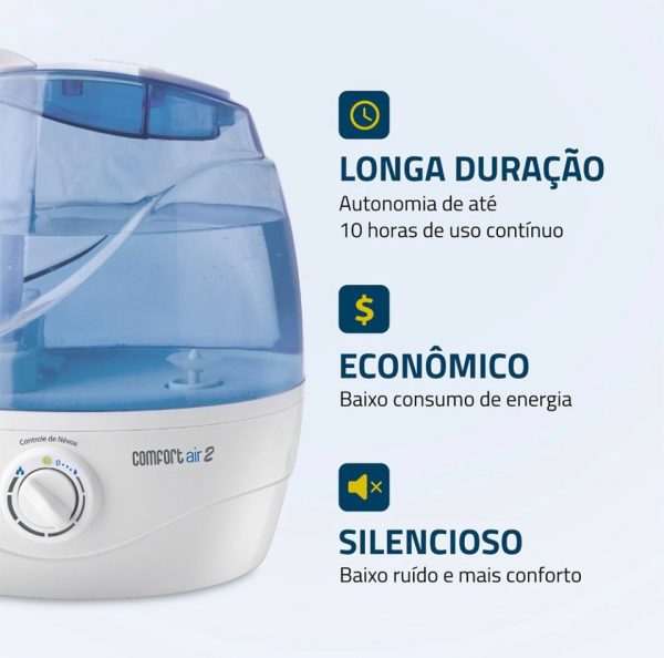 Umidificador De Ar Ultrassônico Mondial Comfort Air 2 Nua-02 Cor Branco e Azul BIVOLT - Imagem 2